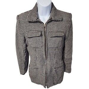 Chaus Jacket Womens 4 Blazer Flap Pockets Wool Coat Long Sleeve Full Zip Collar